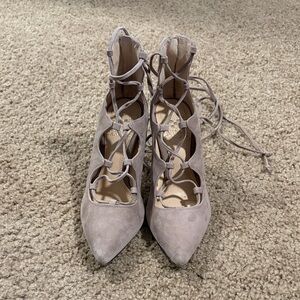 Vince Camuto Lace-Up Pointed Toe Women's Heels in Light Taupe